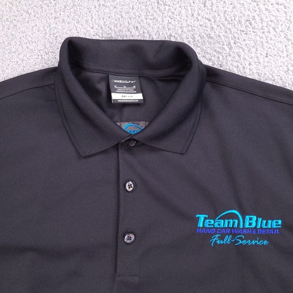 Nike Polo Shirt‎ Men's Medium Black Golf Dri-Fit Team Blue Embroidery - Picture 2 of 14